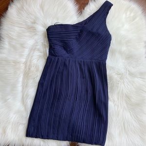 Theory Navy taliana One shoulder dress
